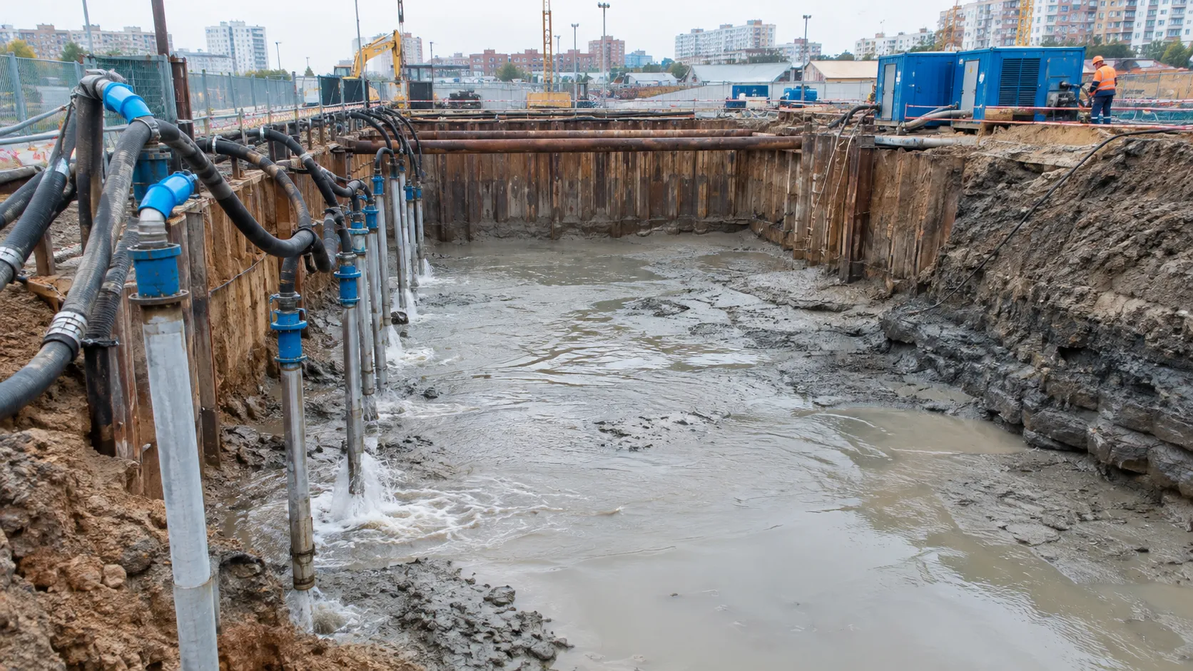 Водопонижение и осушение котлована зимой: что учесть